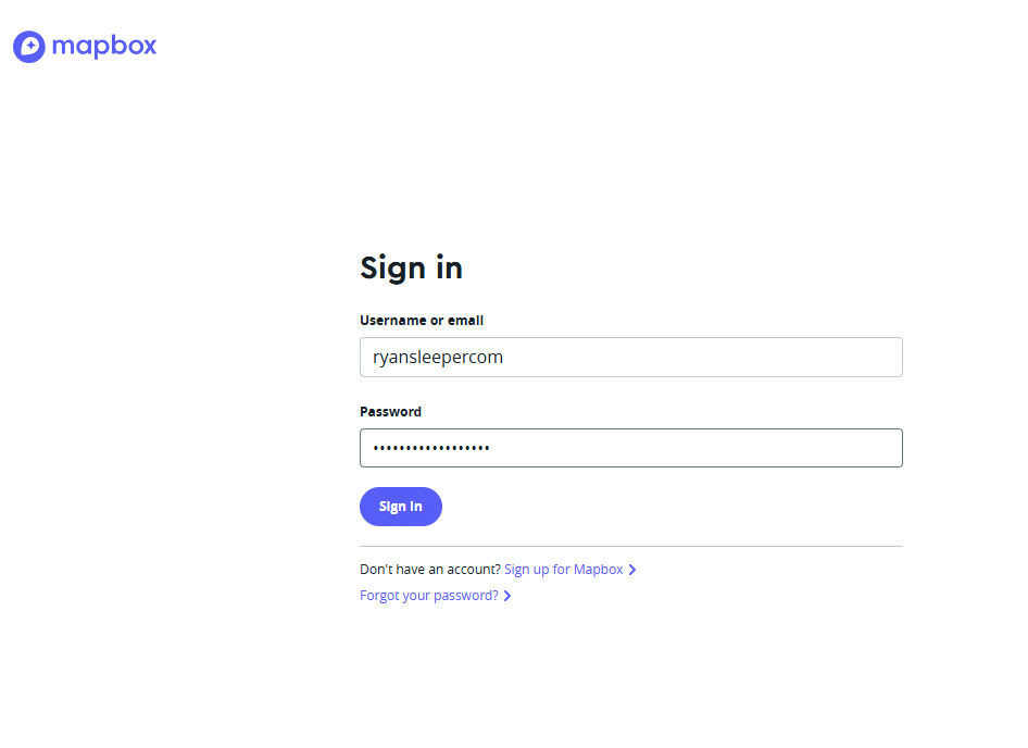 Sign up for Mapbox