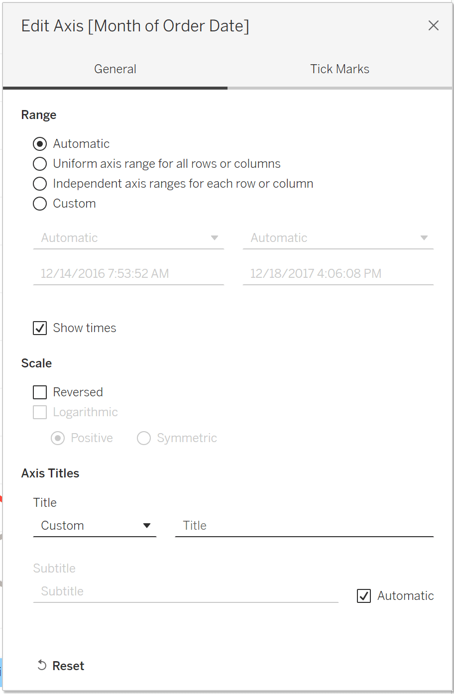 Edit Axis Window in Tableau