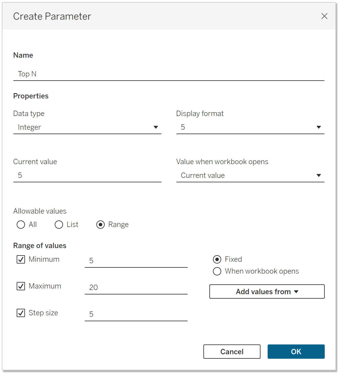 Top N Parameter in Tableau