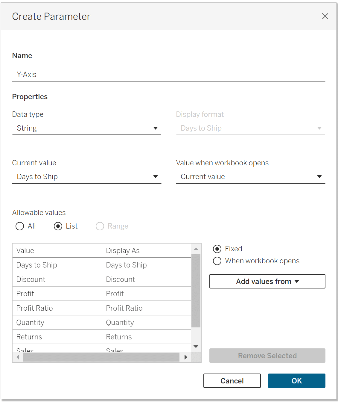 Y-Axis String Parameter in Tableau_new UI