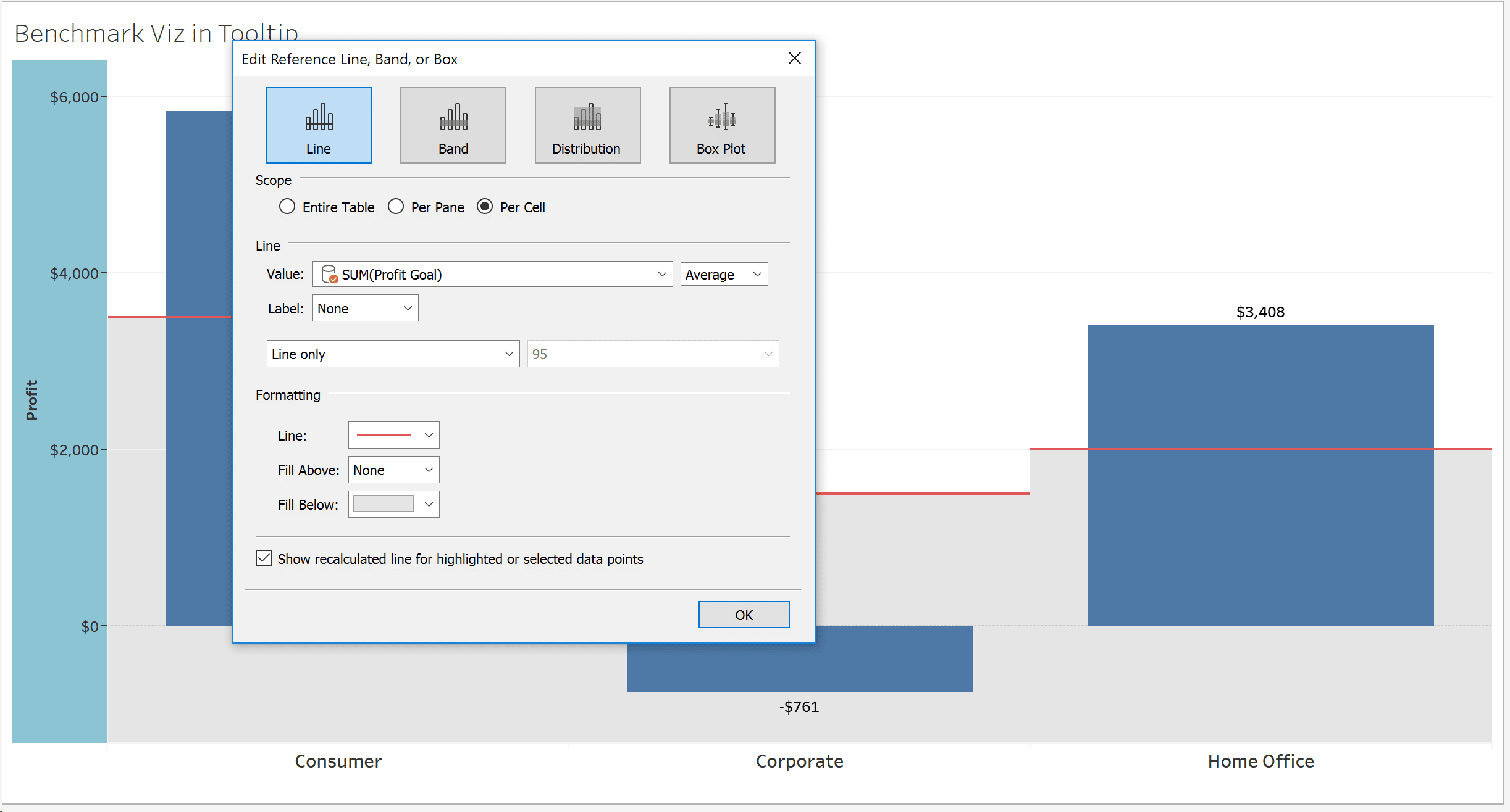 Add and edit the reference line