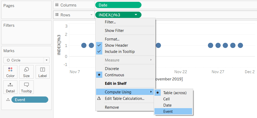 Click into a measure that has a delta symbol on it, hovering over “Compute Using”, and changing the addressing