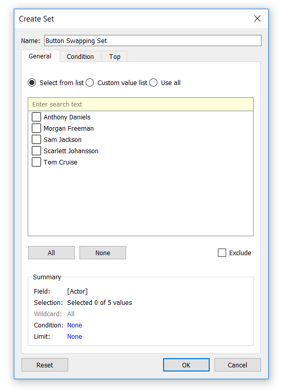 Button swapping set in Tableau