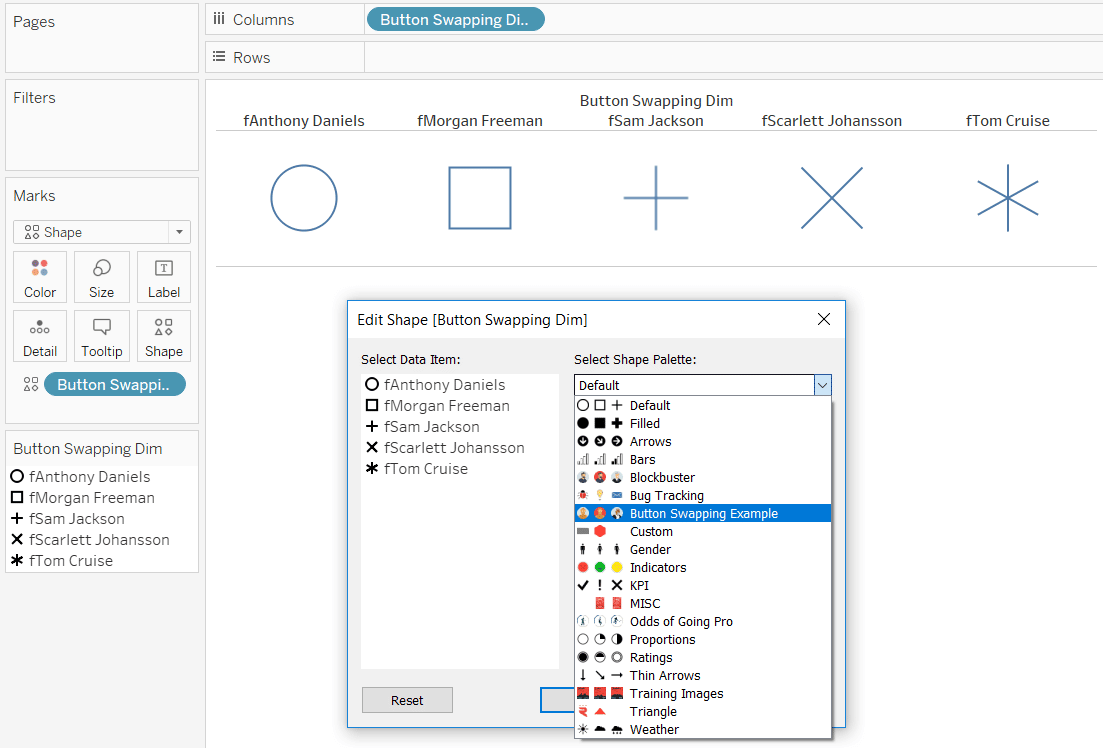 Select button swapping shape folder in Tableau