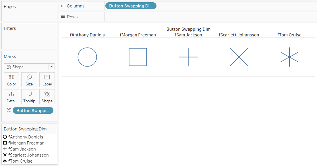Map a calculation to shapes for button swapping in Tableau