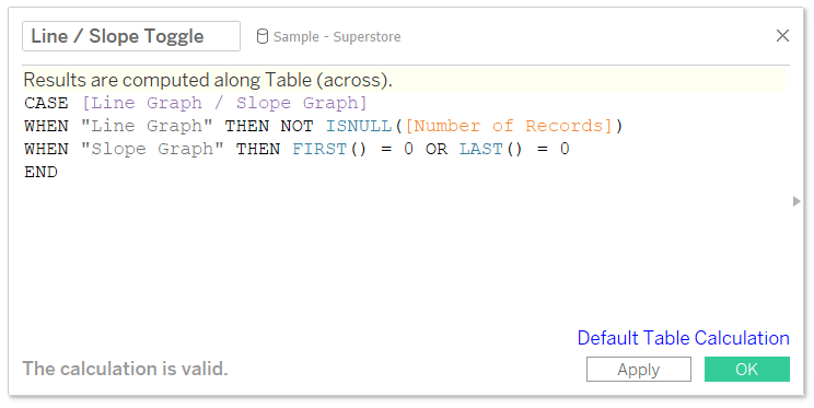 Line / Slope Toggle calculation