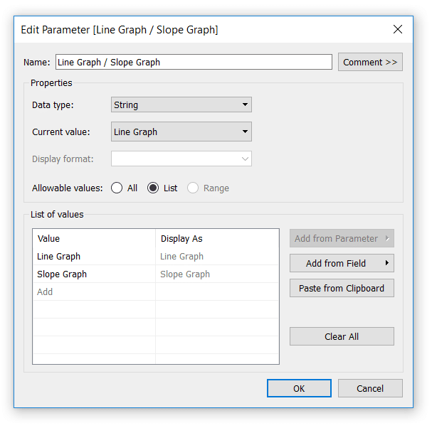 Line Graph / Slop Graph Parameter