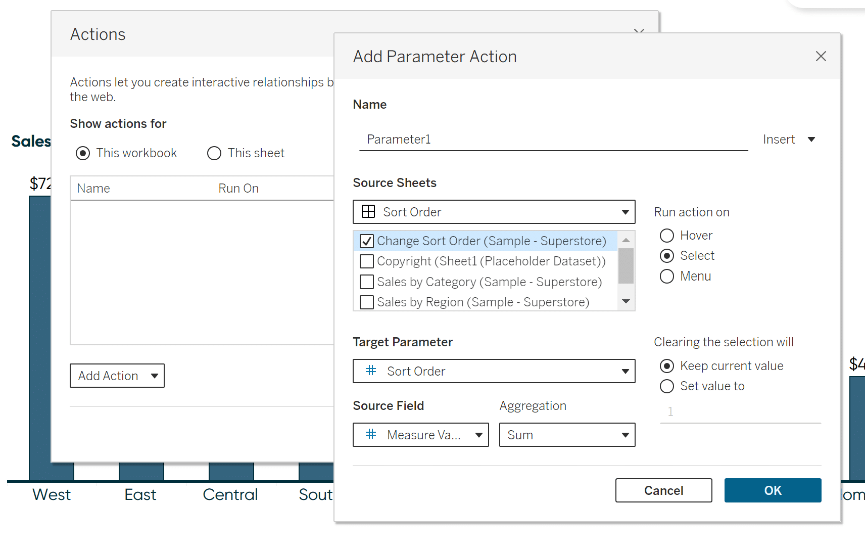 Sort Order Parameter Action