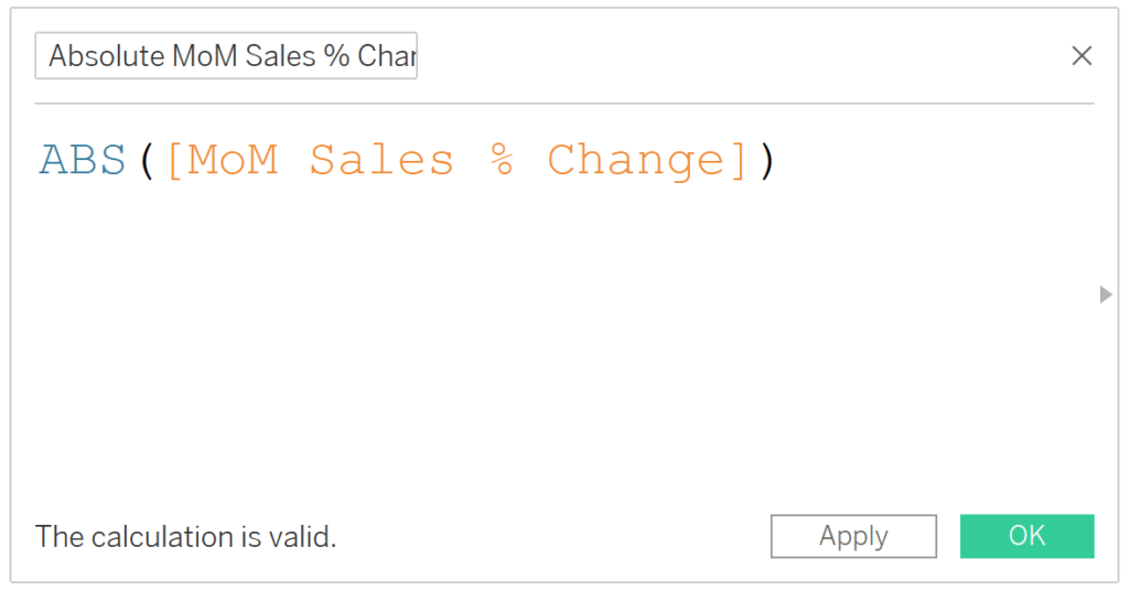 Absolute MoM Sales % Change calculation