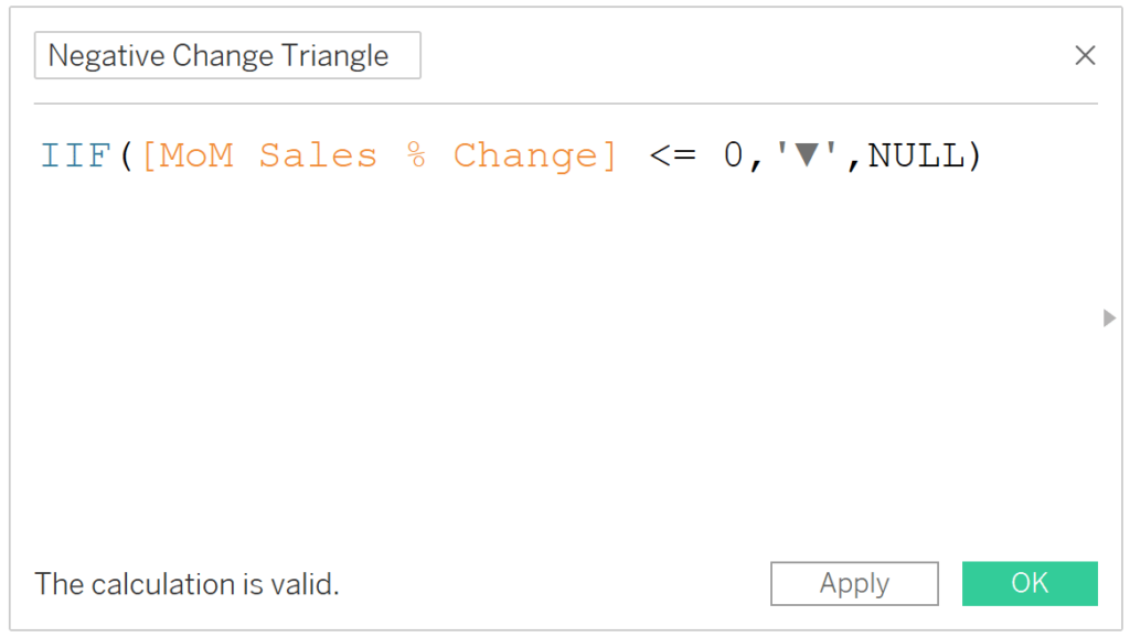 Negative Change Triangle calculation