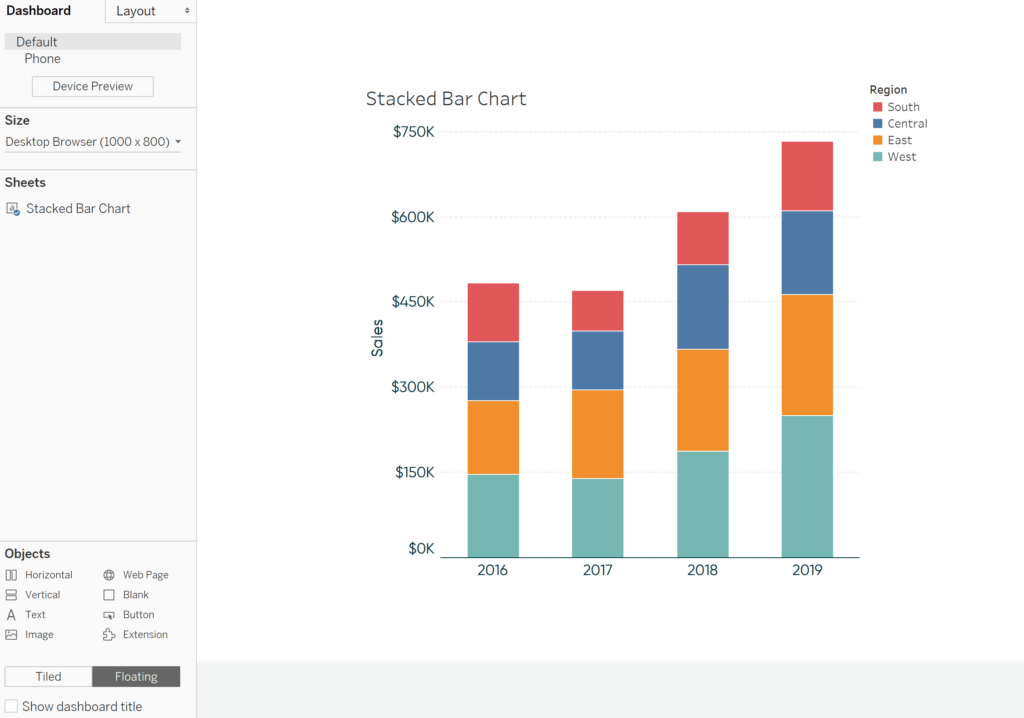 Adding the dashboard actions to the stacked bar chart in Tableau