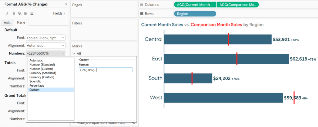 Create custom number conditional formatting in Tableau