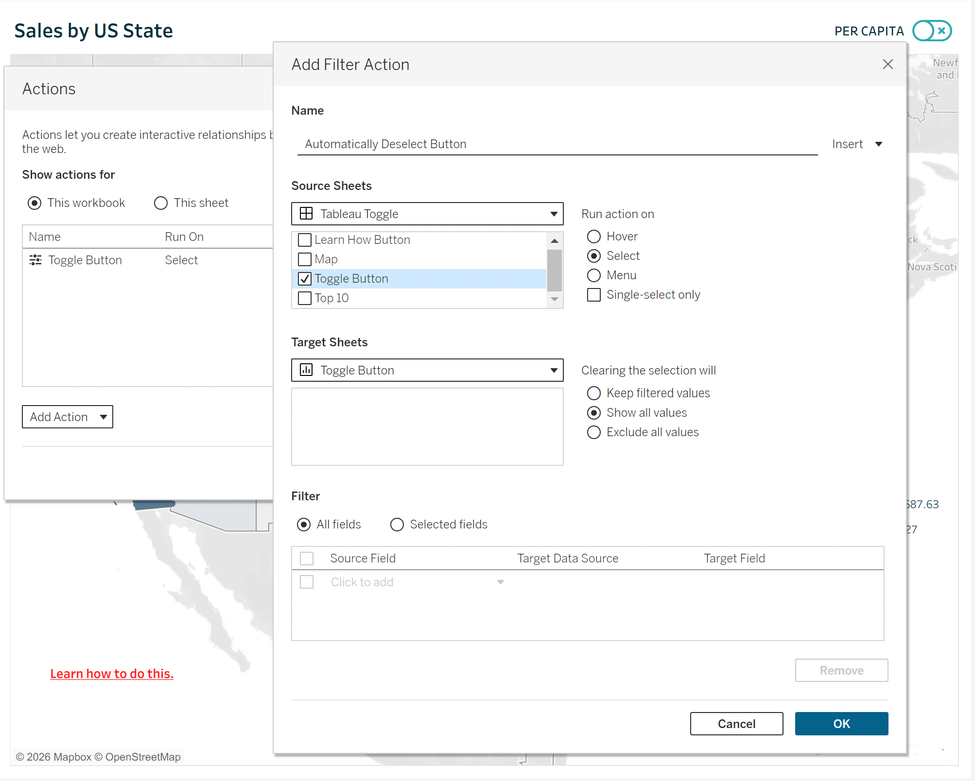 Adding a Filter Action to a Tableau Dashboard