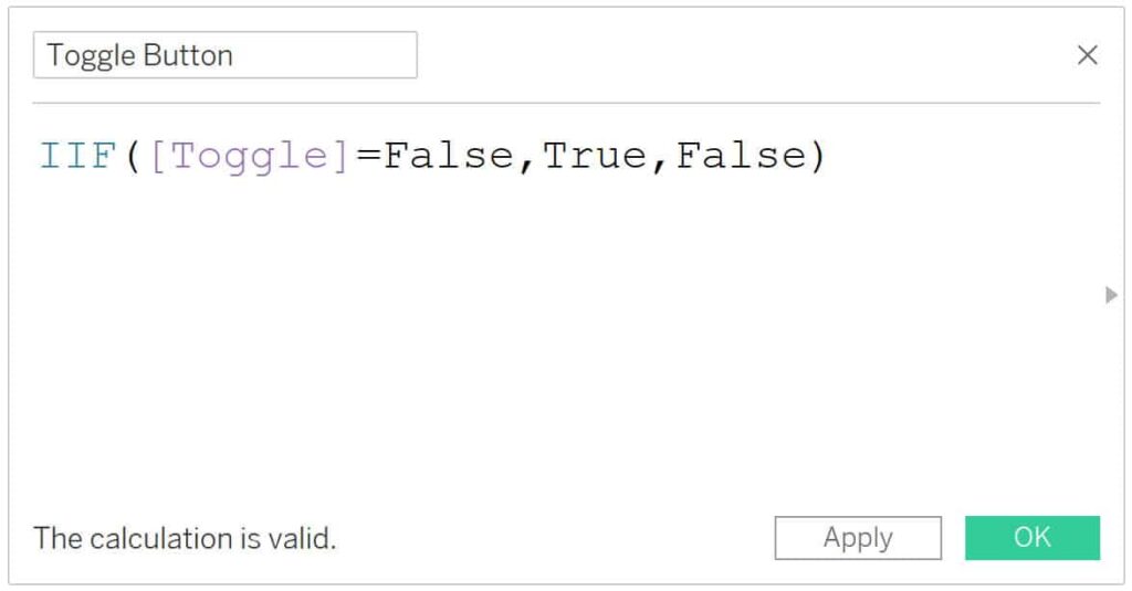 Toggle button calculation in Tableau