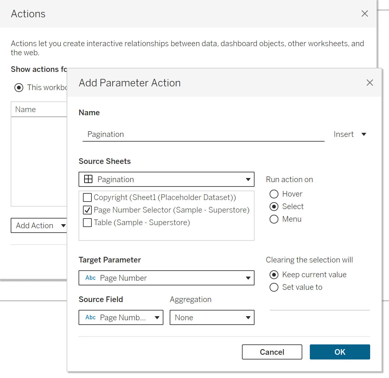 Pagination Parameter Action