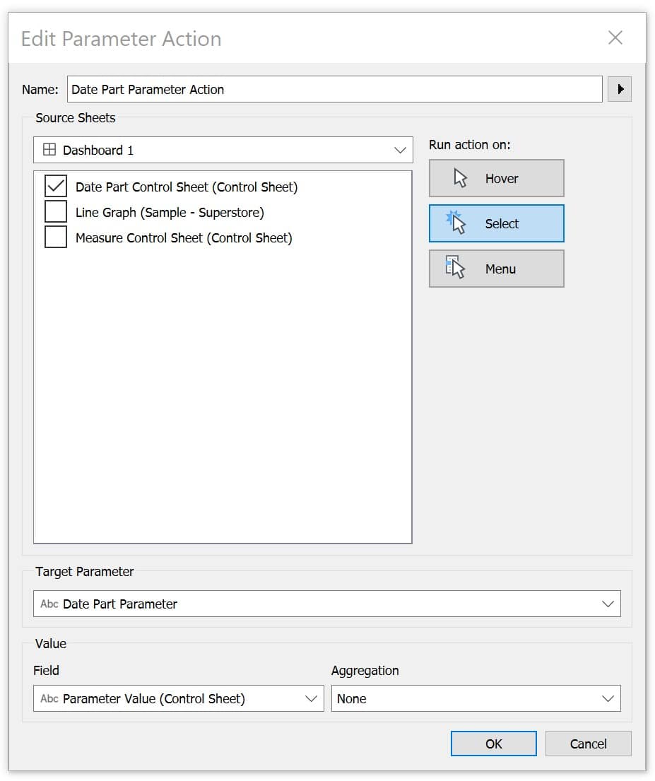 Create the Date Part Parameter Action