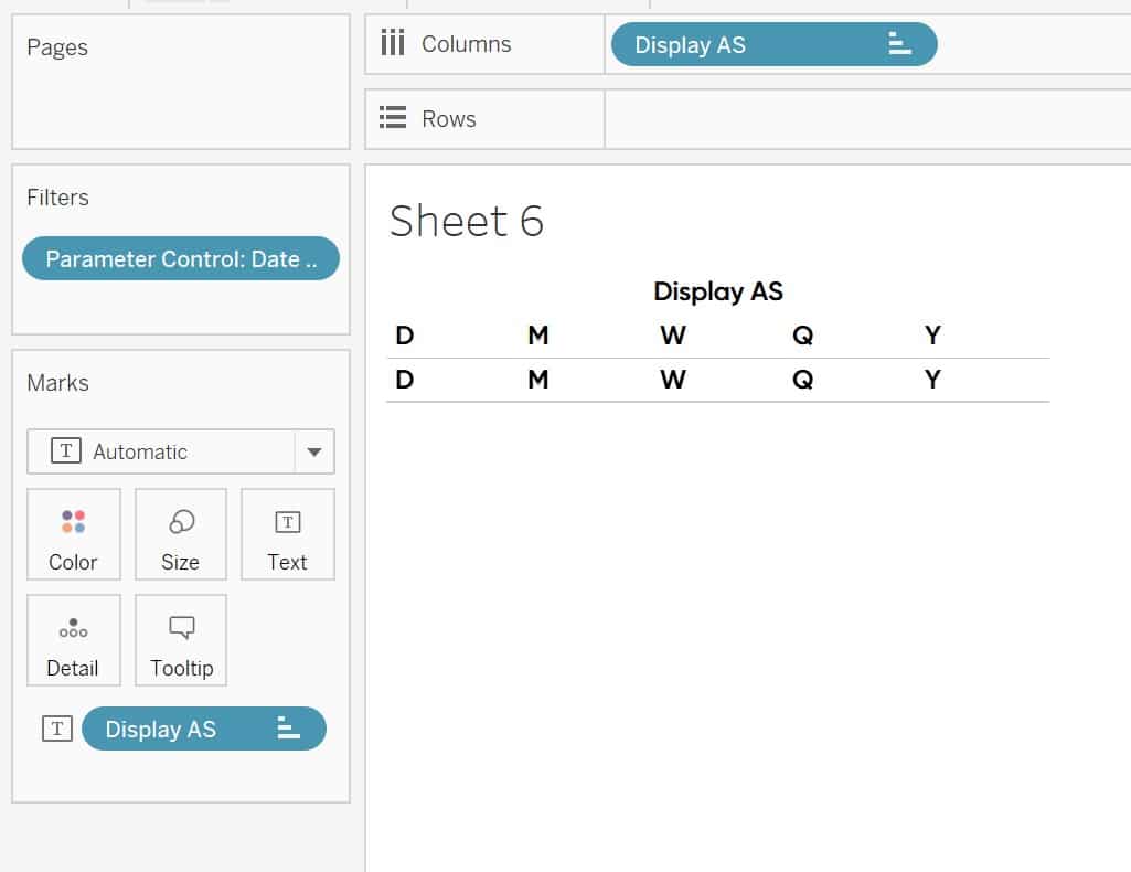 How to create a parameter control sheet in Tableau