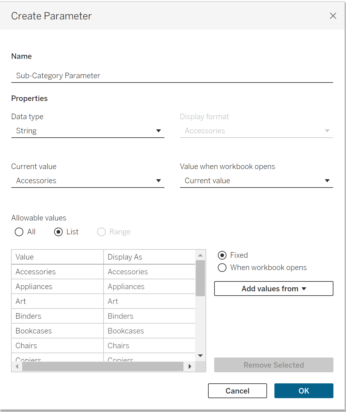 Sub-Category Parameter