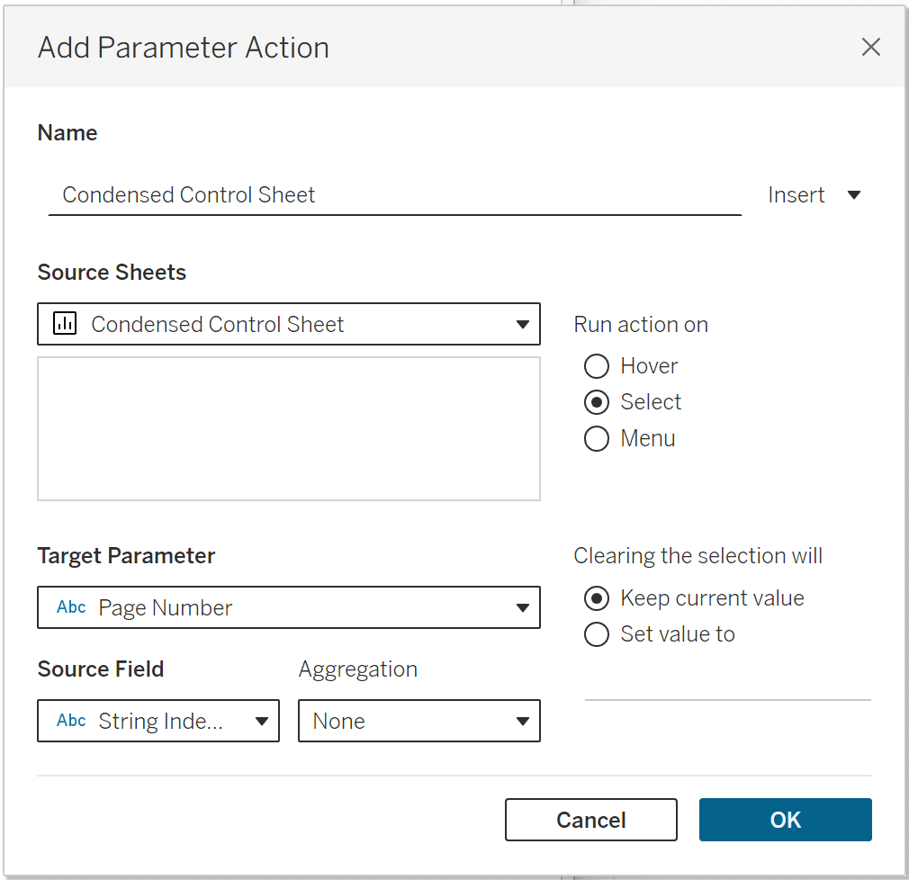 Control Sheet 2 Parameter Action new UI