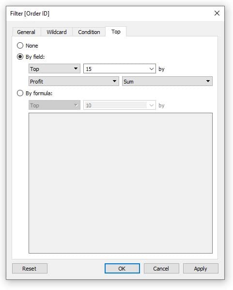 Create a Top N filter with Order ID