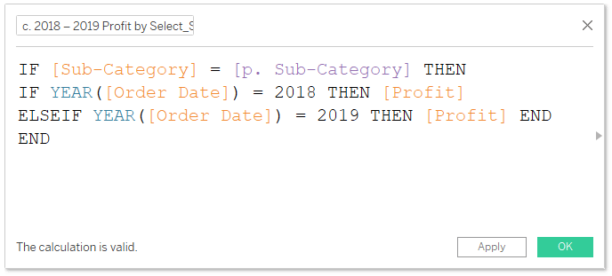 2018 - 2019 Profit calculation