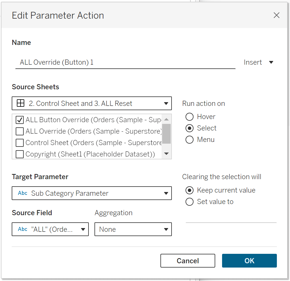 All Override Parameter Action