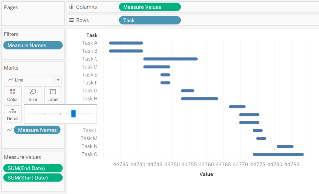 Rounded Tableau Gantt Chart