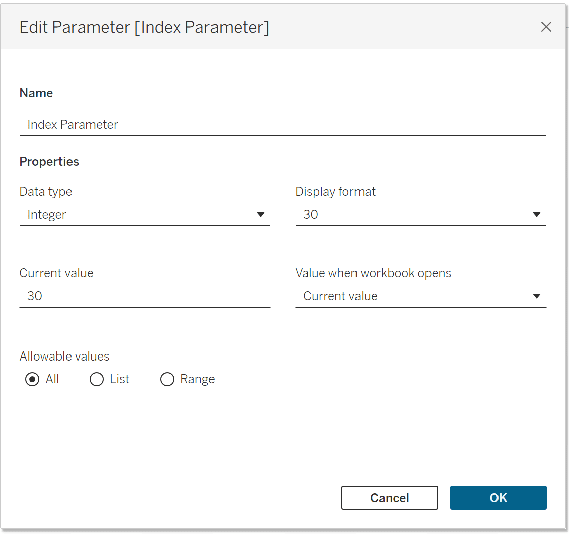 index parameter