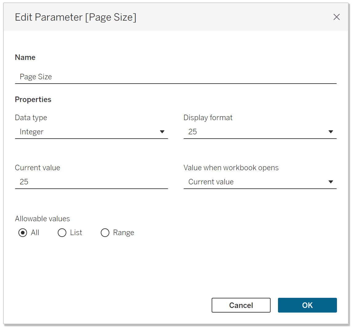 page size parameter