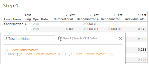 Z-Test Individual calculation