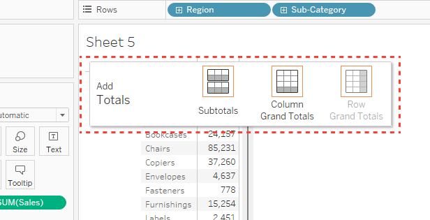 Totals in the Analytics pane in Tableau