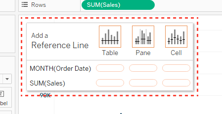 Adding a Reference Line from Tableau's Analytics pane