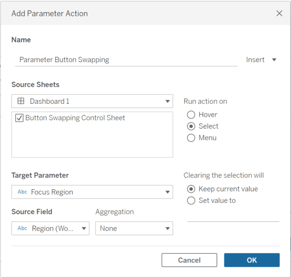 How to Do Button Swapping with Parameters in Tableau