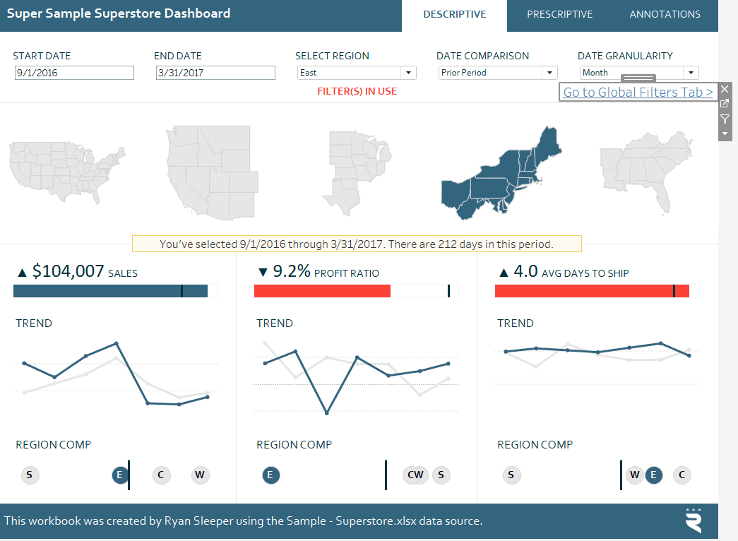 Adding Go to Global Filters Tab Button to a Tableau Dashboard