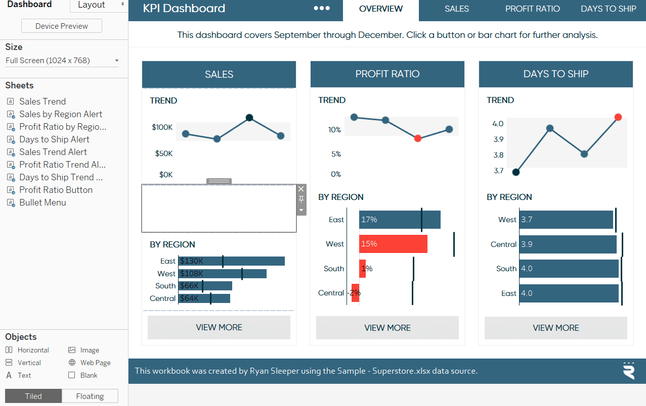 Adding a Blank Object to a Tableau Dashboard