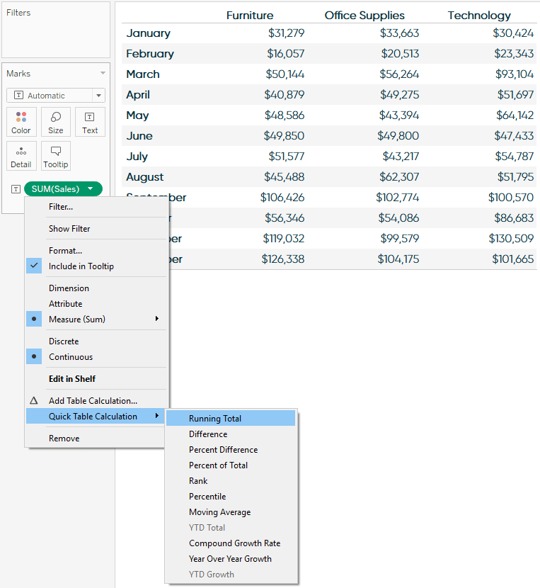 Adding a Quick Table Calculation to a Tableau Measure