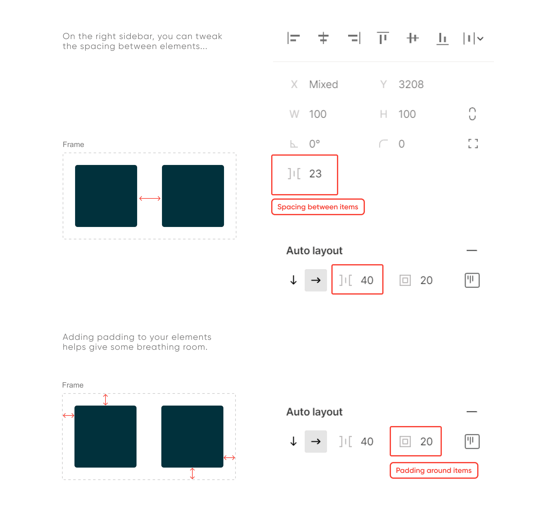 Spacing between items in Figma