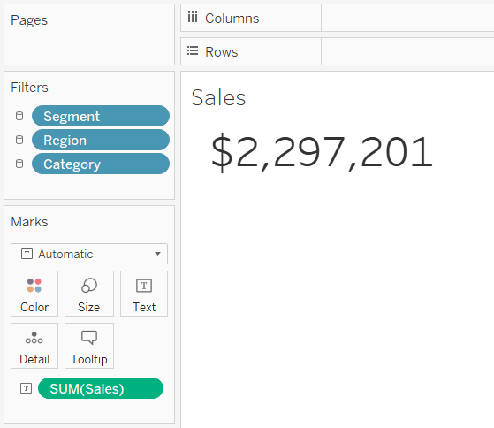 Building a Callout Number for Sales in Tableau Desktop