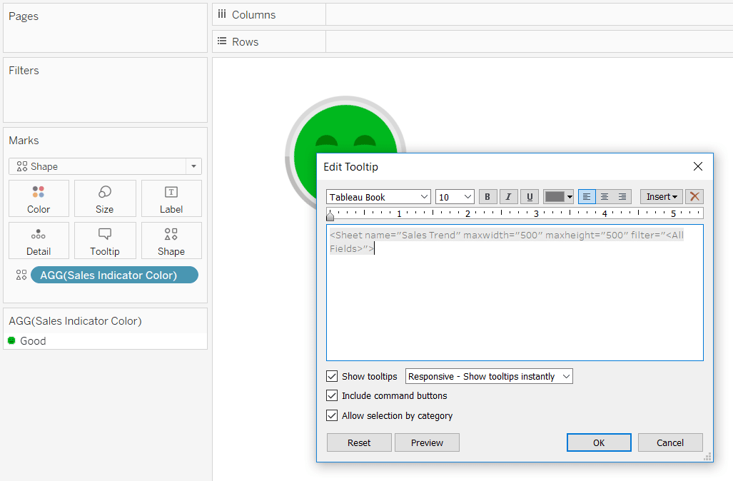 Changing the Default Settings of a Tableau Viz in Tooltip