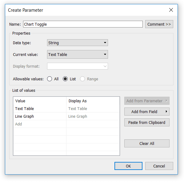 Chart Toggle Tableau Parameter