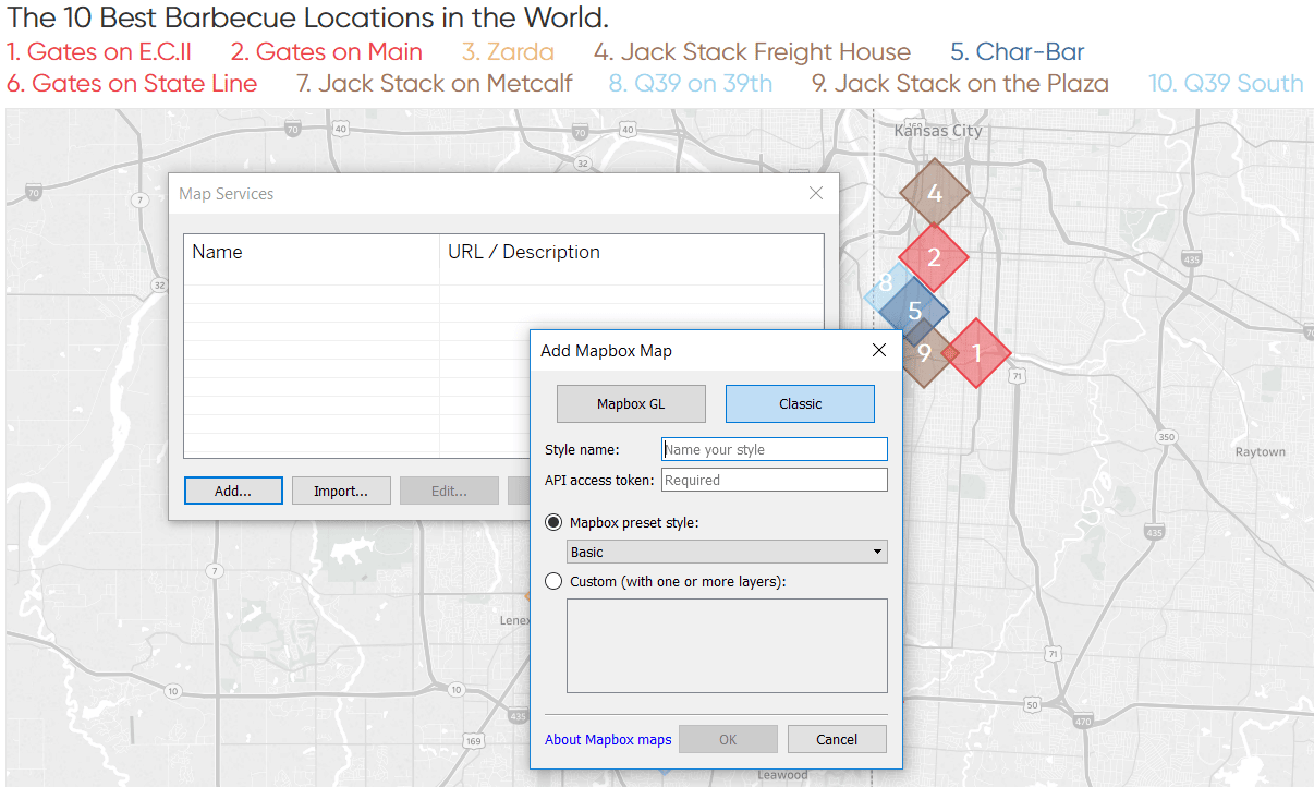 Classic Mapbox preset styles in Tableau with default access token