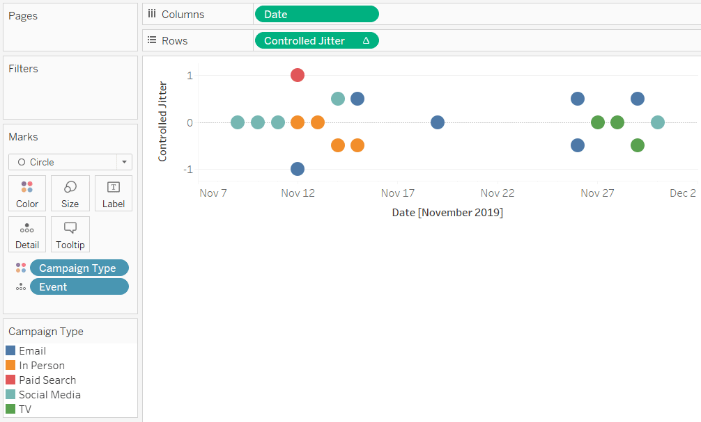 Creating a jitter for a tableau timeline