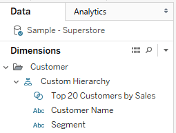 Creating a Custom Hierarchy with Sets in Tableau