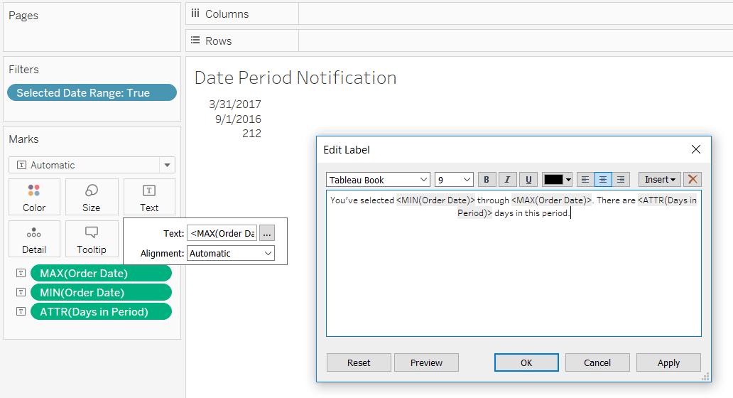 How To Add A Date Period Notification To A Tableau Dashboard Playfair Data