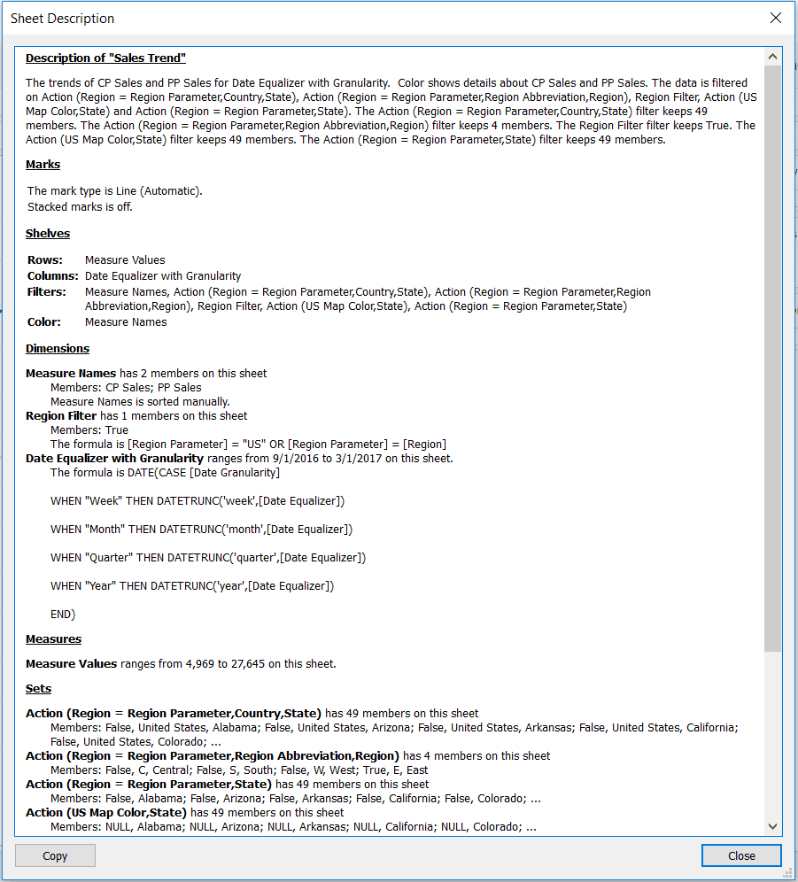 Describe Sheet in Tableau