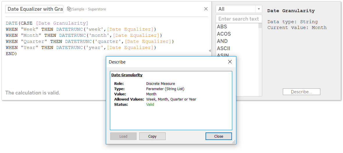 Describing a Parameter in a Tableau Calculated Field