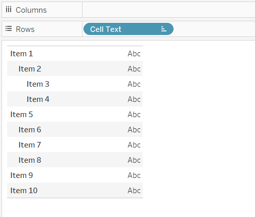 Drawing a Tableau Crosstab with Underlying Cells Already Aligned