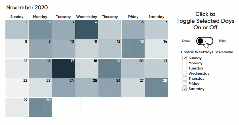 How to Toggle Weekends On and Off a Calendar in Tableau