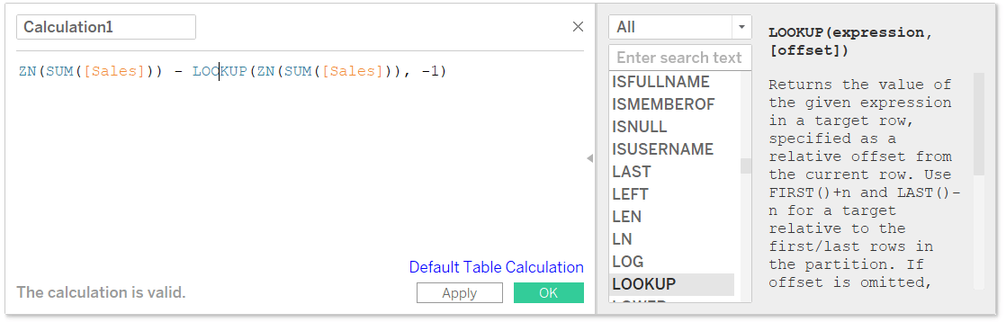 Looking Up a Function Definition in a Tableau Calculated Field
