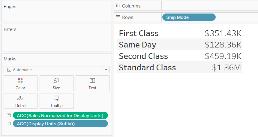 Example of how to change the number of units in Tableau